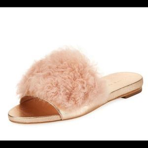 Loeffler Randall Domino Pink Shearling Sandals